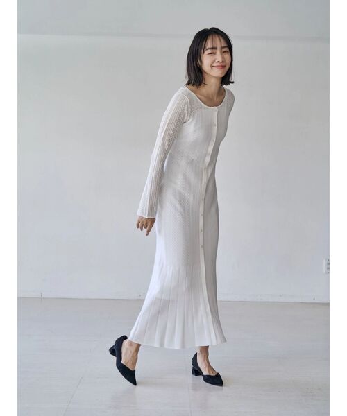 レッドヴァレンティノ ニット ワンピース ティアード ノースリーブ オフホワイト TONAL（トーナル） ワンピース 透かし編みニットワンピース : ZOZOTOWN