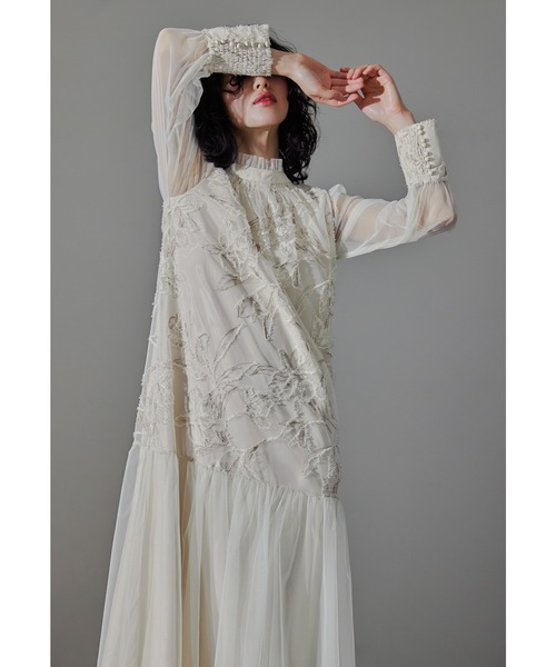 「niana」 長袖ワンピース L アイボリー レディース_画像3