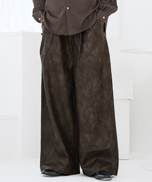 LUXSTYLE(ラグスタイル) パンツ PUレザーワイドパンツ メンズ LUXSTYLE(ラグスタイル) パンツ PUレザーワイドパンツ メンズ