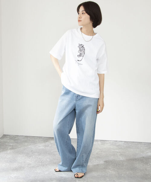 「Rie Miller」 半袖Tシャツ 38 ベージュ系その他5 レディース_画像8