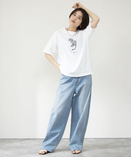 「Rie Miller」 半袖Tシャツ 38 ベージュ系その他5 レディース_画像9