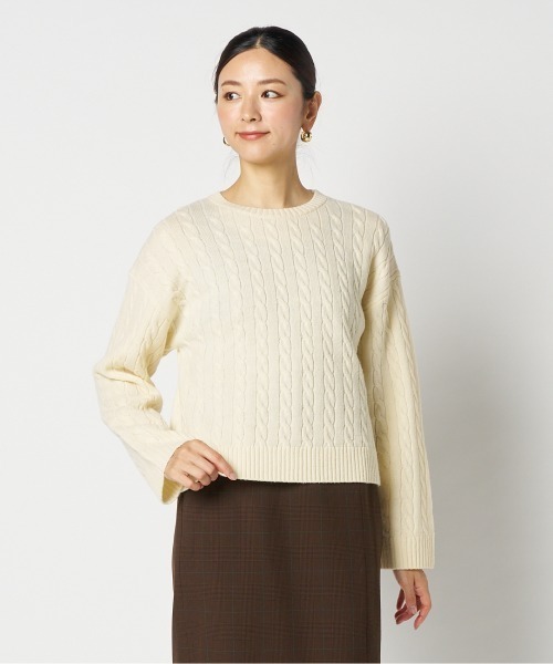 letroyes  ルトロワ ホワイトニット Letroyes（ルトロワ） ニット セーター CABLE CREW NECK KNIT