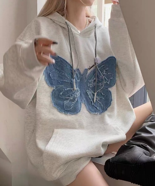 「DIAVEL」 プルオーバーパーカー M ブラック レディース_画像3