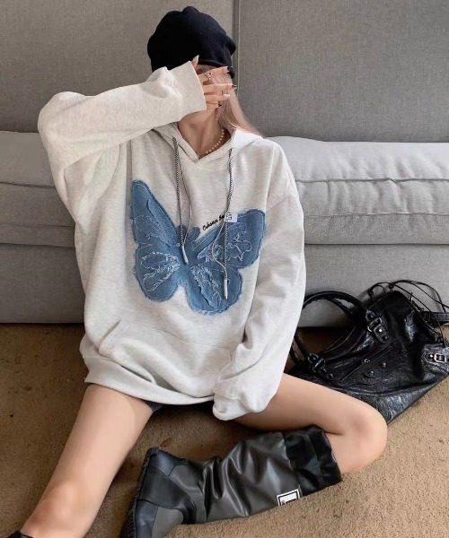 「DIAVEL」 プルオーバーパーカー M ブラック レディース_画像7