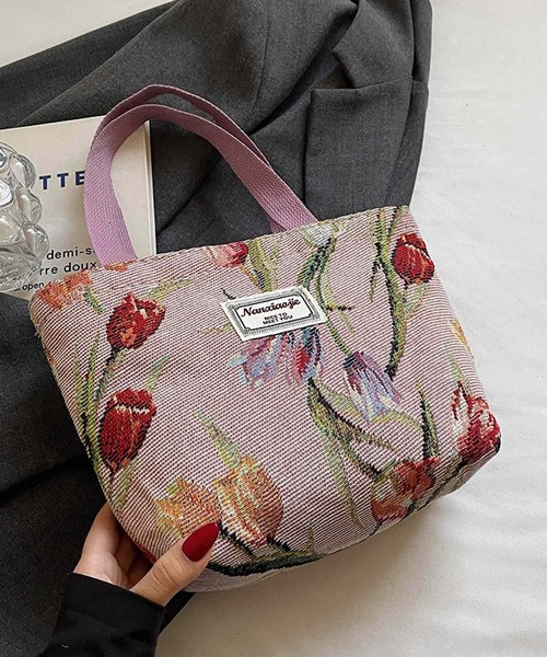 VIBGYOR トートバッグ Mignonjour/チューリップ柄ミニトートバッグ