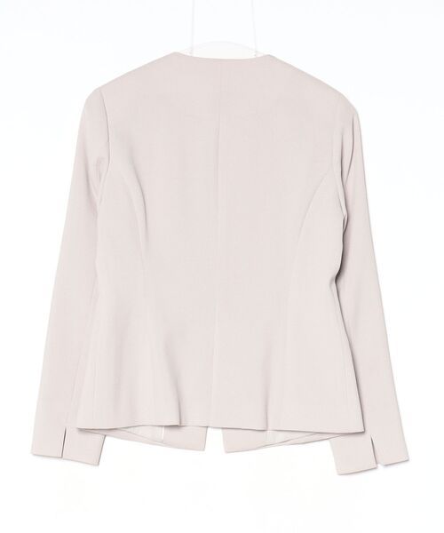 「MICHEL KLEIN」 ノーカラージャケット 36 ベージュ レディース_画像2