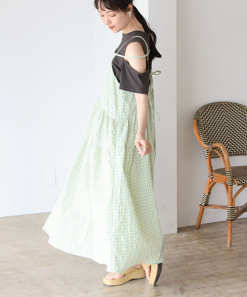 「BeAMS DOT」 キャミソールワンピース FREE サックスブルー レディース_画像3