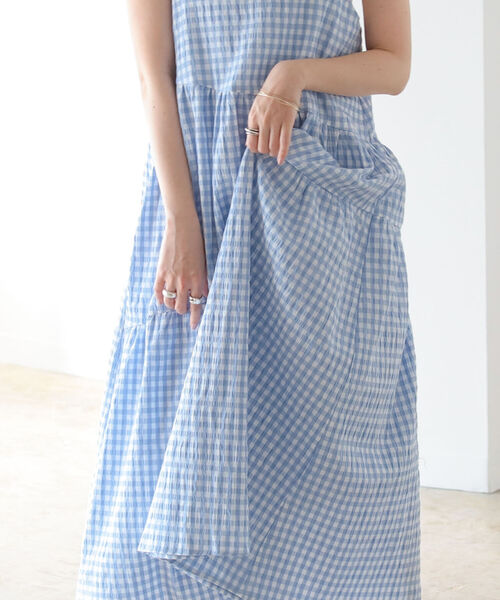 「BeAMS DOT」 キャミソールワンピース FREE サックスブルー レディース_画像6