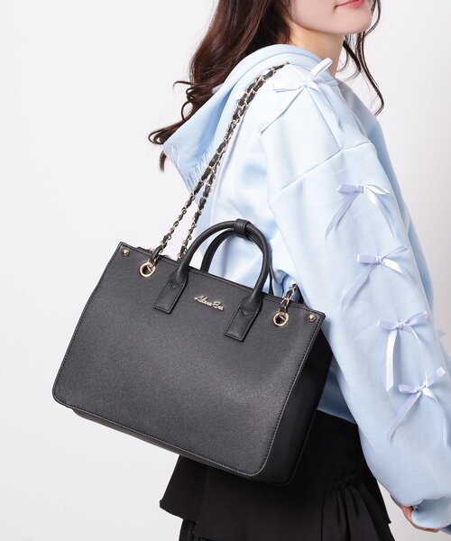 ハンドバッグ レディース おしゃれ 黒 トート チェーン ミニポーチ付き 鞄 かばん Ober Tashe（オーバータッシェ） トートバッグ 2WAYチェーントート