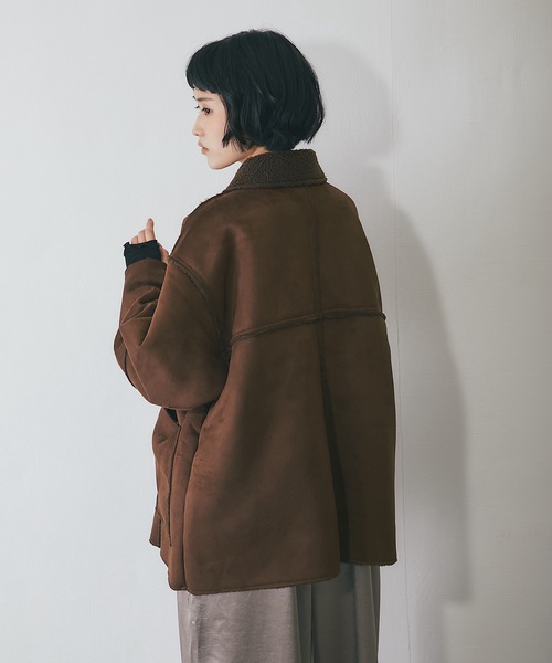 nonnative ブラウン スエード ムートンコート ムートンコート ボアコート フェイクムートンカバーオール レディース