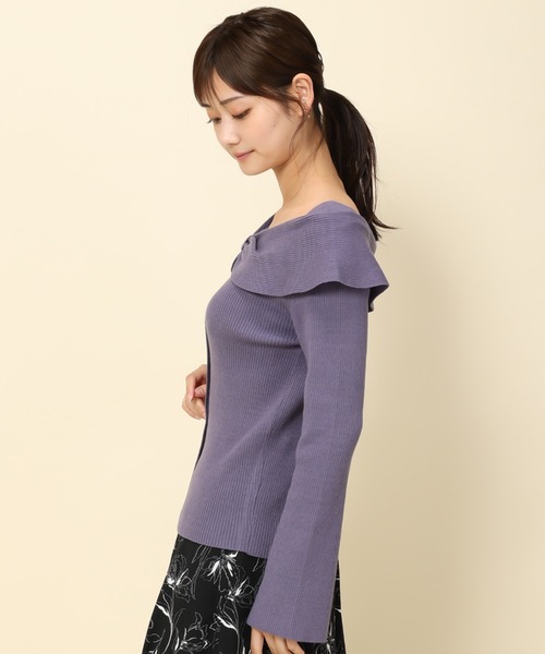 「MISCH MASCH」 長袖ニット フリ- ブルー レディース_画像6