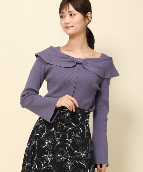 「MISCH MASCH」 長袖ニット フリ- ブルー レディース_画像7