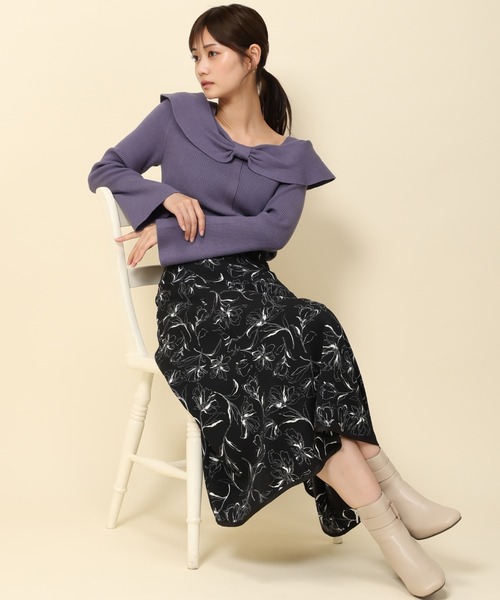 「MISCH MASCH」 長袖ニット フリ- ブルー レディース_画像8