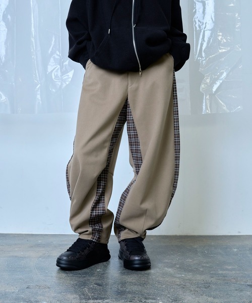 ワイドパンツ スラックス 「Nora Lily」Switching Wide Leg Barrel Pants メンズ レディース | Nora Lily | 23