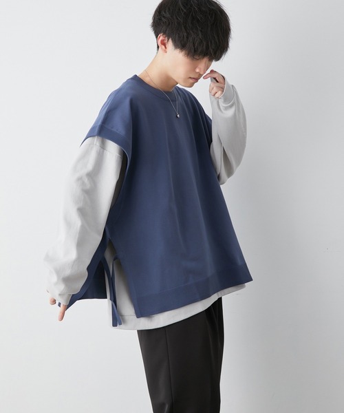 「JUNRED」 ノースリーブニット L ベージュ系その他 メンズ_画像4