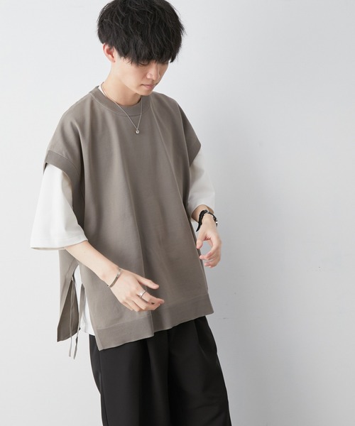 「JUNRED」 ノースリーブニット L ベージュ系その他 メンズ_画像6