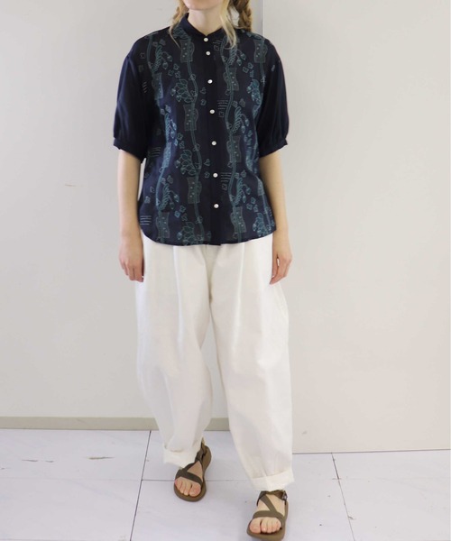 「haupia」 半袖ブラウス MEDIUM ネイビー レディース_画像5
