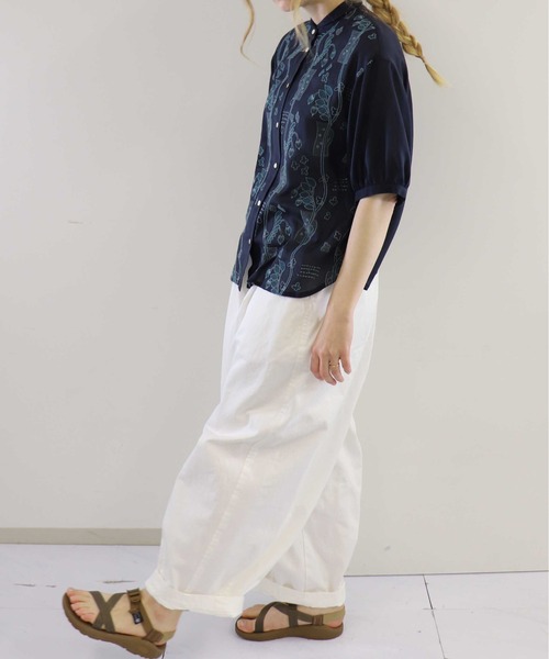「haupia」 半袖ブラウス MEDIUM ネイビー レディース_画像9