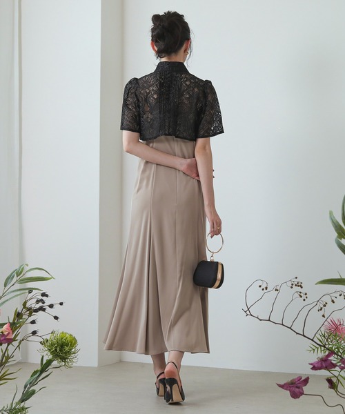 「Kana」 コンビワンピース M ベージュ×ブラック レディース_画像7