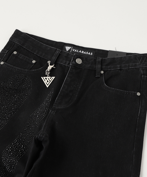 VALABASAS ブラックデニムパンツ VALABASAS（ヴァラバサス） ジーンズ BLACK STRAIGHT メンズ