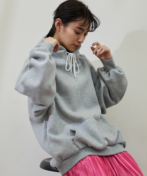 「ECRIRE」 プルオーバーパーカー フリー ピンク レディース_画像2