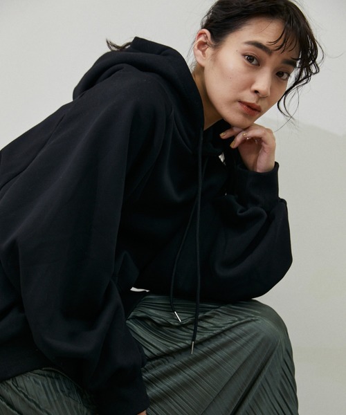 「ECRIRE」 プルオーバーパーカー フリー ピンク レディース_画像3