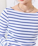 tシャツ コットンモダール ボートネック ボー...の詳細画像2