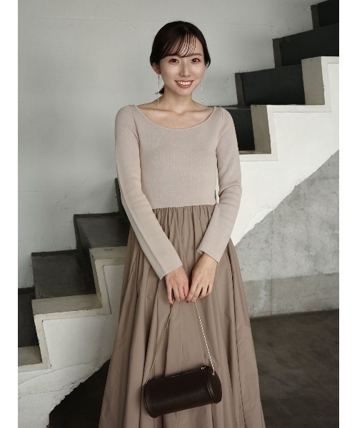 「anuans」 ドッキングワンピース SMALL グレイッシュベージュ レディース_画像7