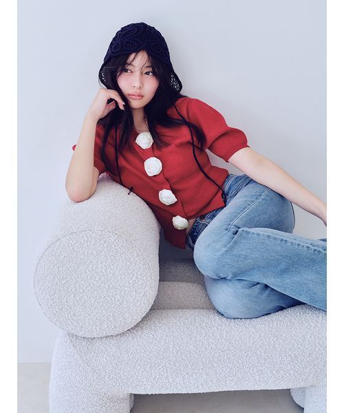 【SNIDEL/ROSE Collection】モチーフボタンニットカーディガン WEB限定/ROSE Collection】モチーフボタンニットカーディガン(ニット