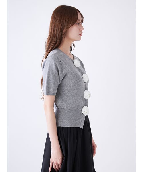 ROSE Collection モチーフボタンニットカーディガン WEB限定/ROSE Collection】モチーフボタンニットカーディガン(ニット