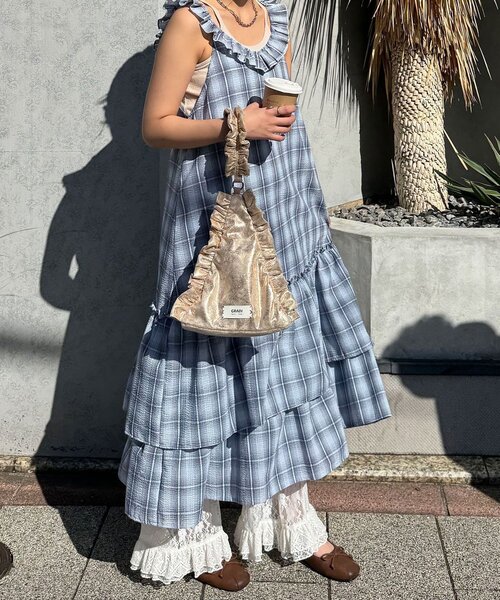 パンツ レースフレアレイヤードフリルパンツ レディースの画像