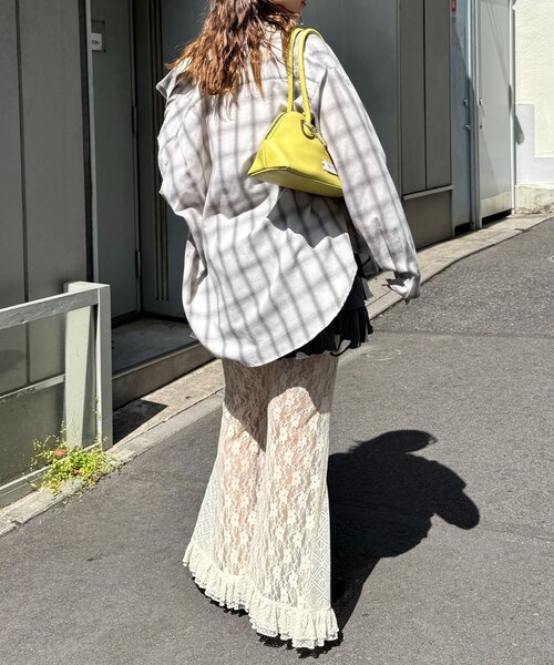 パンツ レースフレアレイヤードフリルパンツ レディースの画像