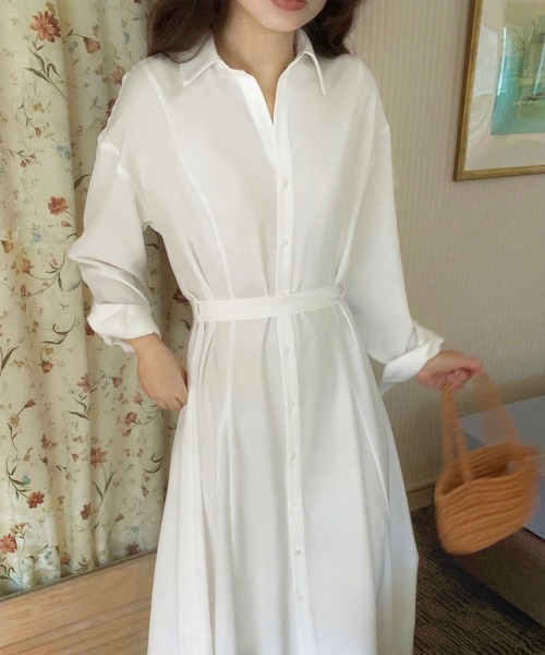 「LAUIR」 シャツワンピース MEDIUM アイボリー レディース_画像4
