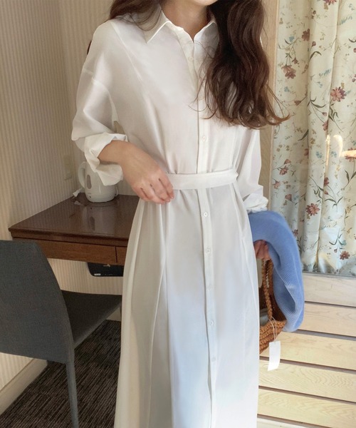 「LAUIR」 シャツワンピース MEDIUM アイボリー レディース_画像7