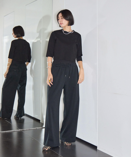 パンツ DOUBLE WAIST JERSEY パンツ レディースの画像