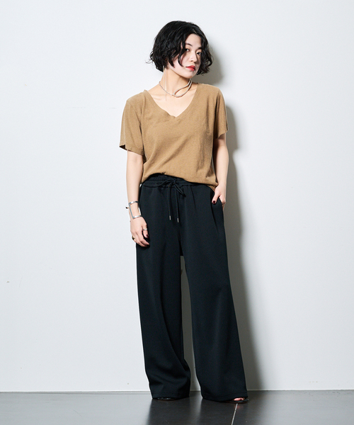 パンツ DOUBLE WAIST JERSEY パンツ レディースの画像