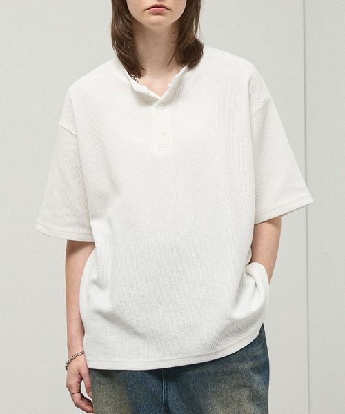 Elanque waffle henly neck /ワッフルヘンリーネック ヘンリーネック tシャツ 「Alfred Alex」Waffle Henley Neck Tee