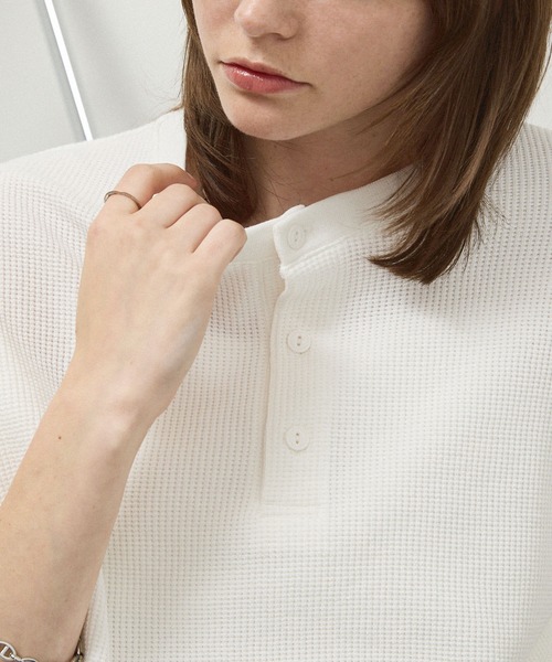 ヘンリーネック tシャツ 「Alfred Alex」Waffle Henley Neck Tee