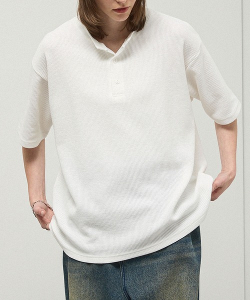 tシャツ 「Alfred Alex」Waffle Henley Neck Tee / ワッフル ヘンリー