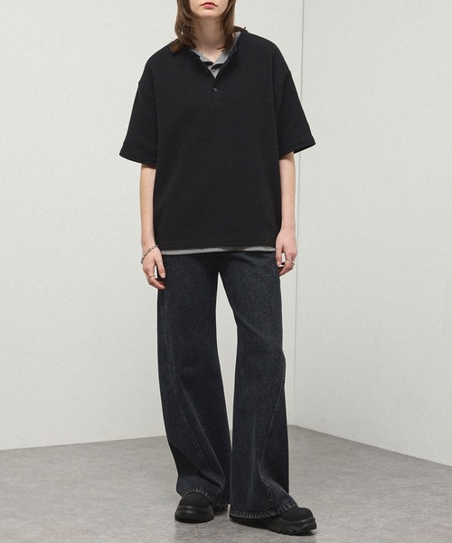 tシャツ 「Alfred Alex」Waffle Henley Neck Tee / ワッフル ヘンリー
