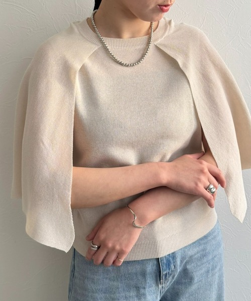 LHELBIE（レルビエ） tシャツ 「洗えるニット」ケープニットトップス 