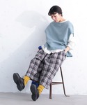 ワイドパンツ パンツ チェックなパンツippo...の詳細画像3