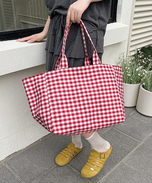 トートバッグ チェック柄大容量トートバッグ レディース : ZOZOTOWN