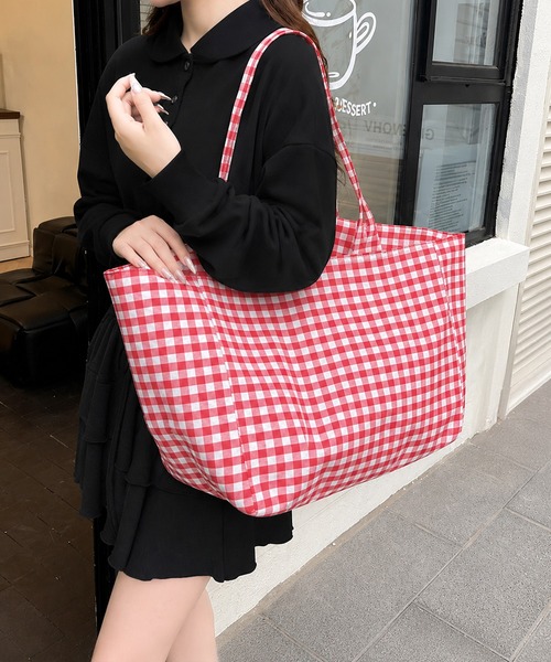 トートバッグ チェック柄大容量トートバッグ レディース : ZOZOTOWN