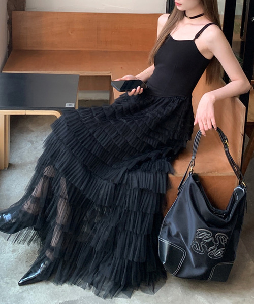 「DAY CLOSET」 キャミソールワンピース M ブラック レディース_画像8