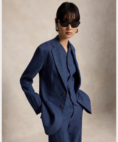 美品　ポロラルフローレン　リネン　テーラードジャケット　ブルー　麻　カジュアル POLO RALPH LAUREN（ポロ・ラルフローレン） ラルフローレン