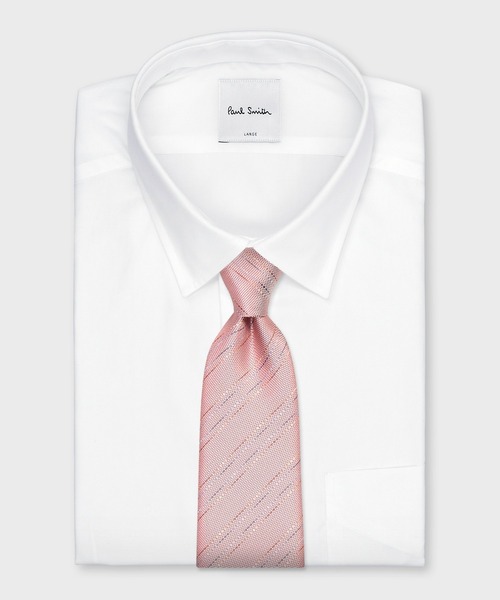 美品　ポールスミス ネクタイ マルチカラー ストライプ ローズ裏地 シルク Paul Smith（ポール・スミス） ネクタイ マルチカラーストライプ タイ