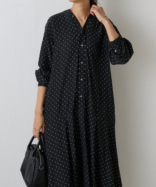 【美品】BEARDSLEY LIVETART ドットカラーレスワンピース BEARDSLEY（ビアズリー） ワンピース ドットカラーレスシャツ