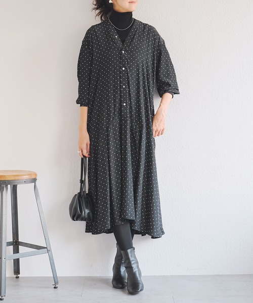 BEARDSLEY（ビアズリー） ワンピース ドットカラーレスシャツ