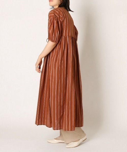 2way ヌキテパ カシュクールワンピース ガウン インドコットン 綿 オレンジ ne Quittez pas - 2way ヌキテパ カシュクールワンピース ガウン